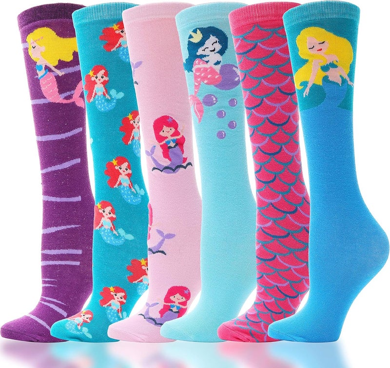 ANTSANG Kids Girls Knee High Socks Long Boot Crazy Silly Fun Gift Cute Tall Animal Socks for Child 6 Pairs - Image 1
